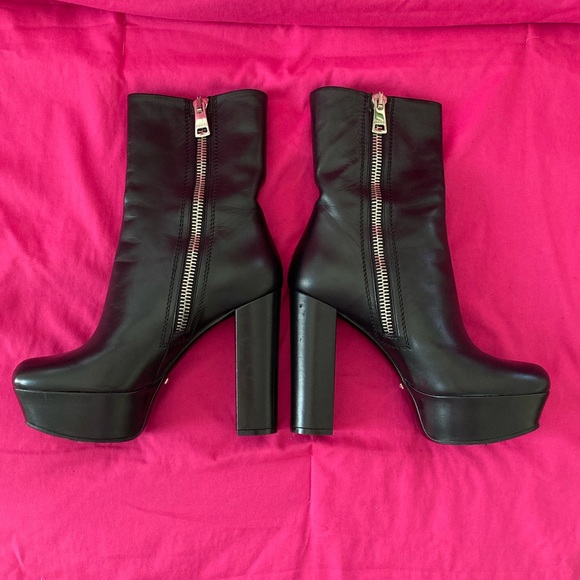 GUCCI black calf leather platform ankle boots - Picture 4 of 15